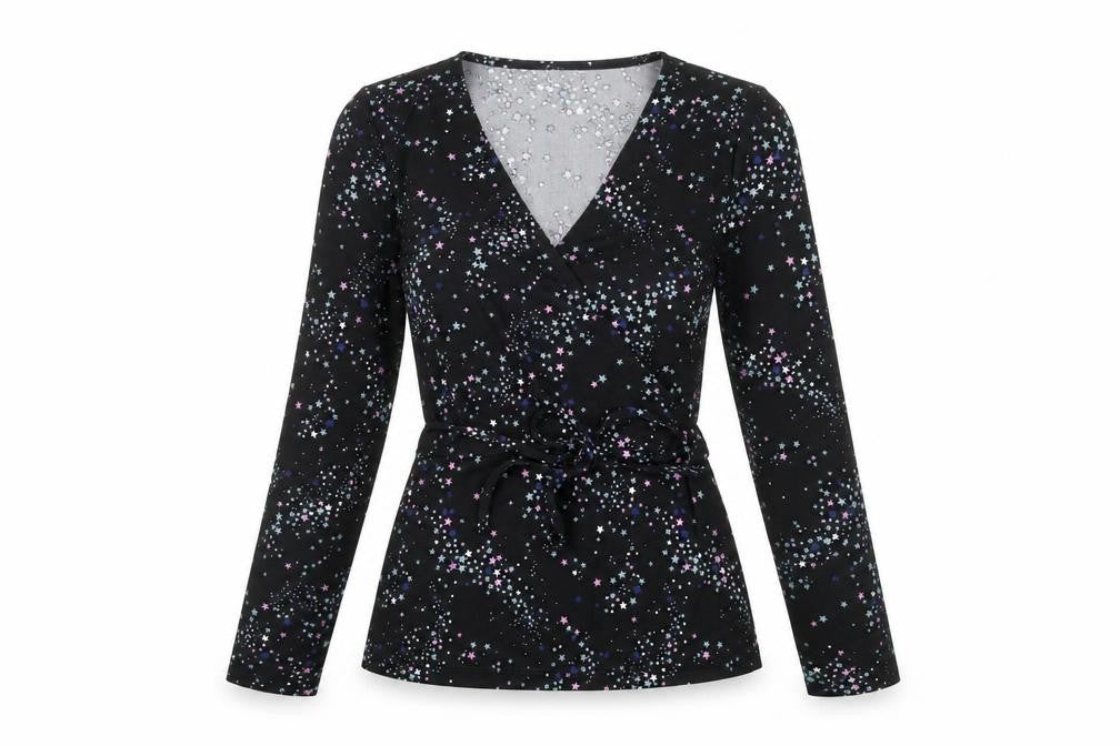 Front view of Marks & Spencer Women's Black Wrap Top