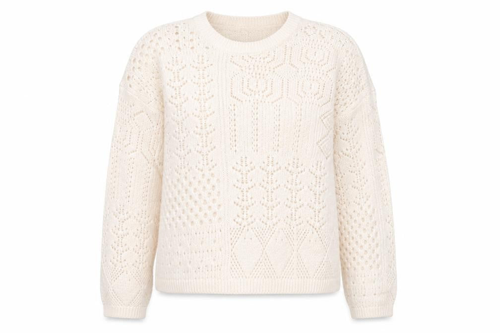 Front view of New Look Women's Beige M Open-Knit jumper