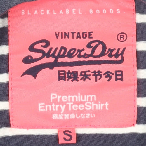 SuperDry Women's Blue Striped Slim Fit T-Shirt - S