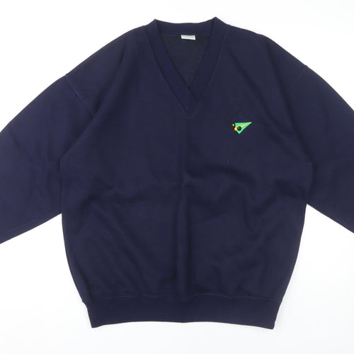 Whytes Men's Blue V-Neck Logo Sweatshirt M