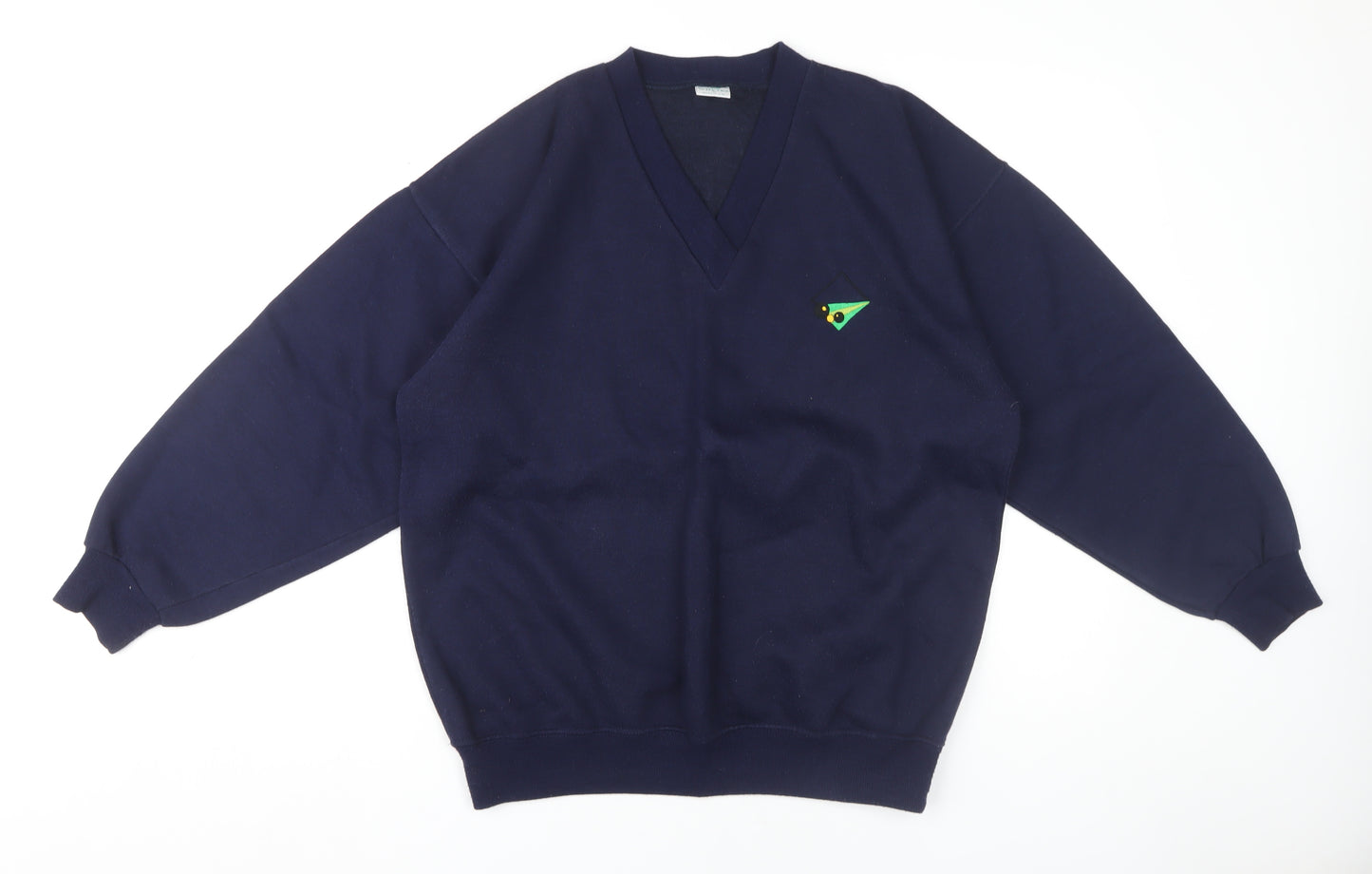 Whytes Men's Blue V-Neck Logo Sweatshirt M