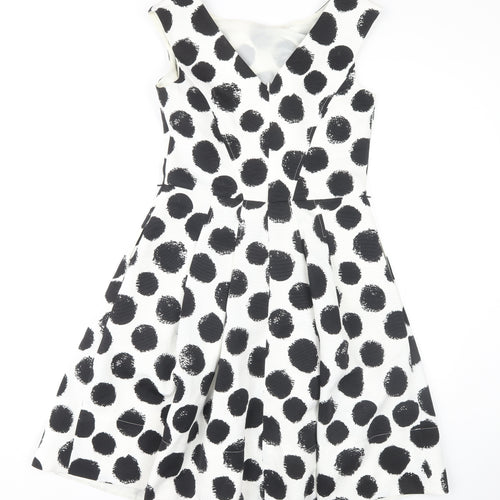 Roman Women's Black & White Polka Dot Fit & Flare Dress Size 10