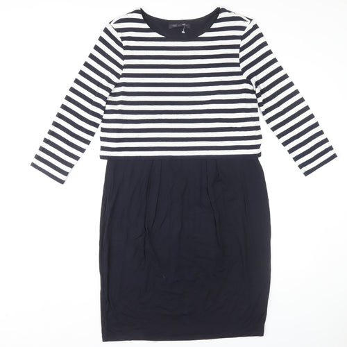 Marks and Spencer Women's 3/4 Sleeve Striped Dress, Size 12