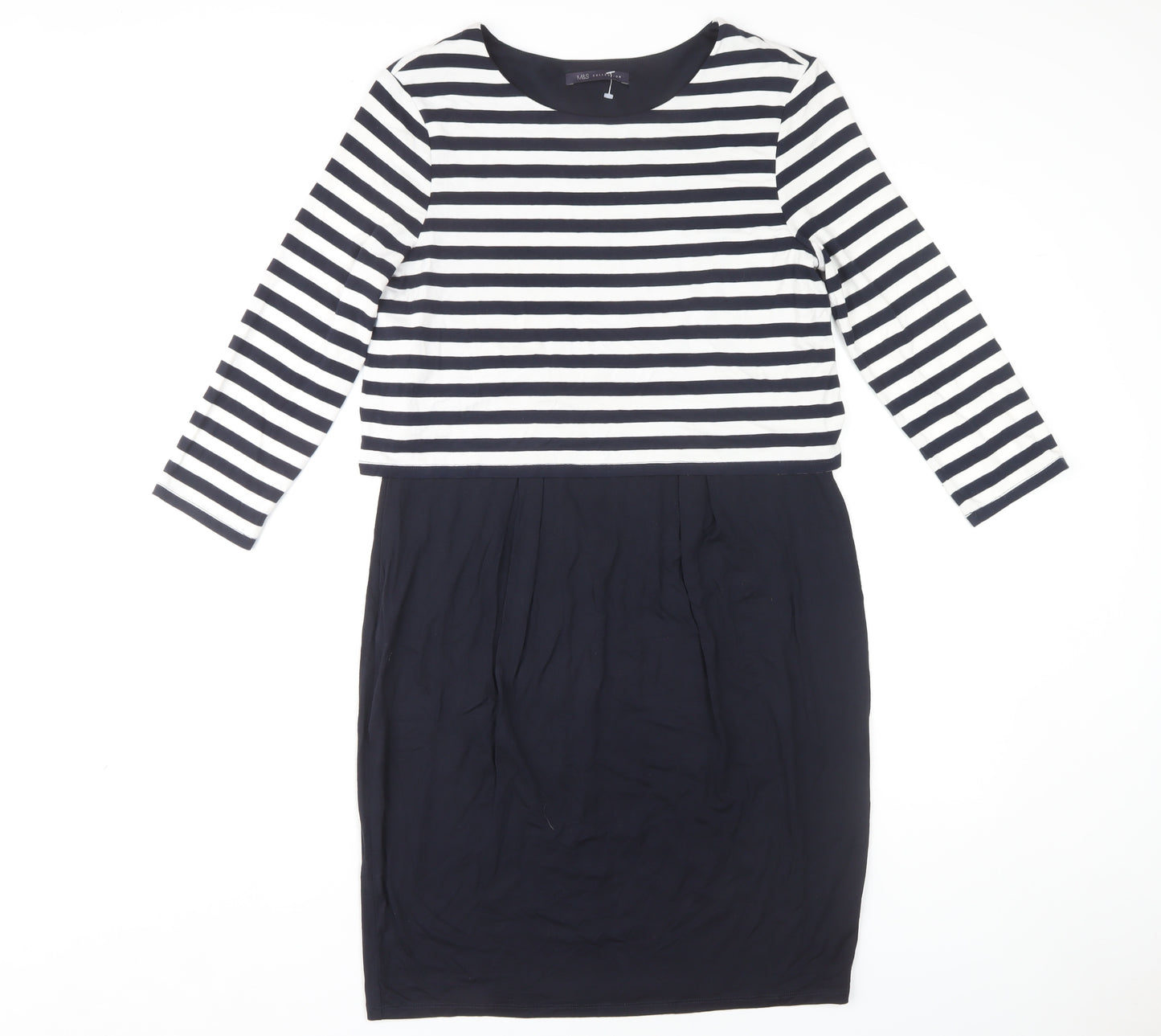 Marks and Spencer Women's 3/4 Sleeve Striped Dress, Size 12