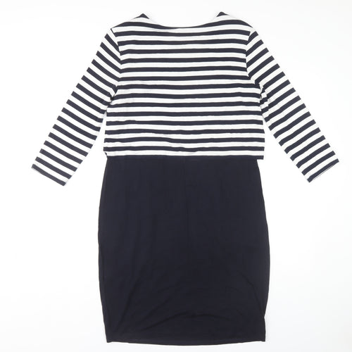 Marks and Spencer Women's 3/4 Sleeve Striped Dress, Size 12