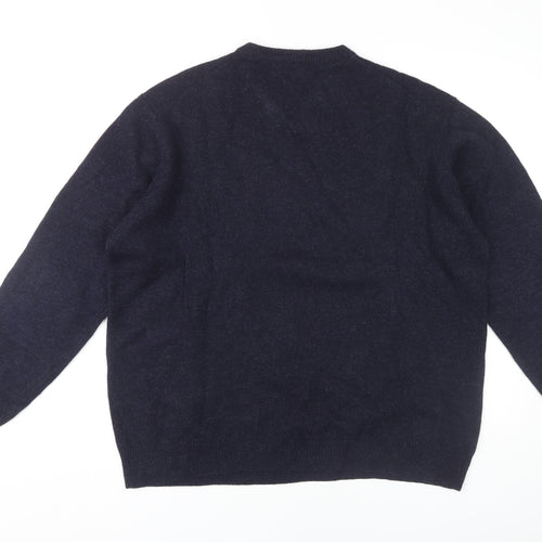 James Pringle Men's Blue V-Neck Wool Pullover, 2XL