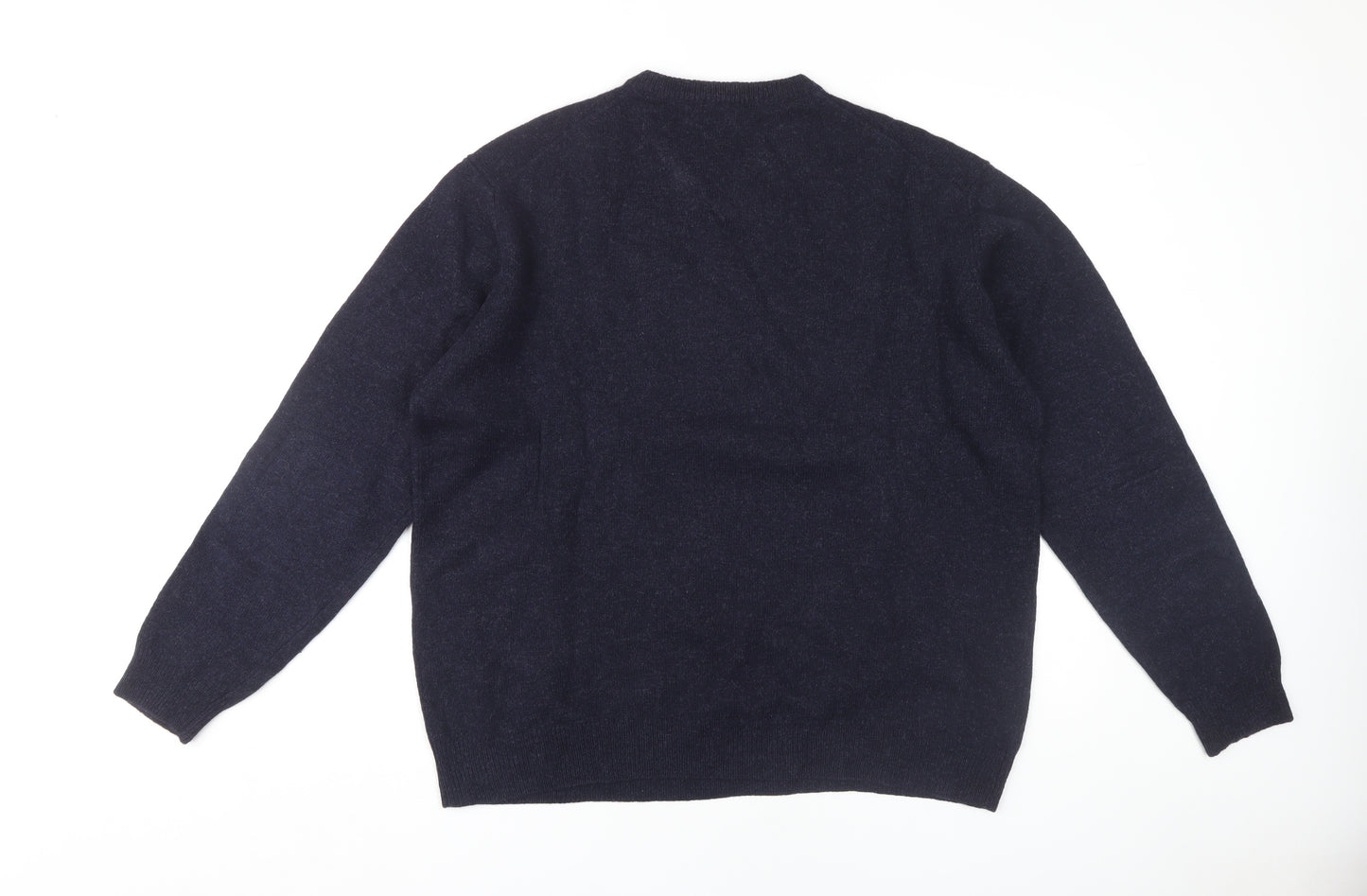 James Pringle Men's Blue V-Neck Wool Pullover, 2XL