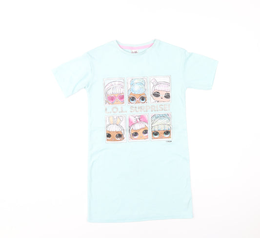 L.O.L. Surprise! Girls Blue Nightshirt 6-7Y Graphic Print Short Sleeve