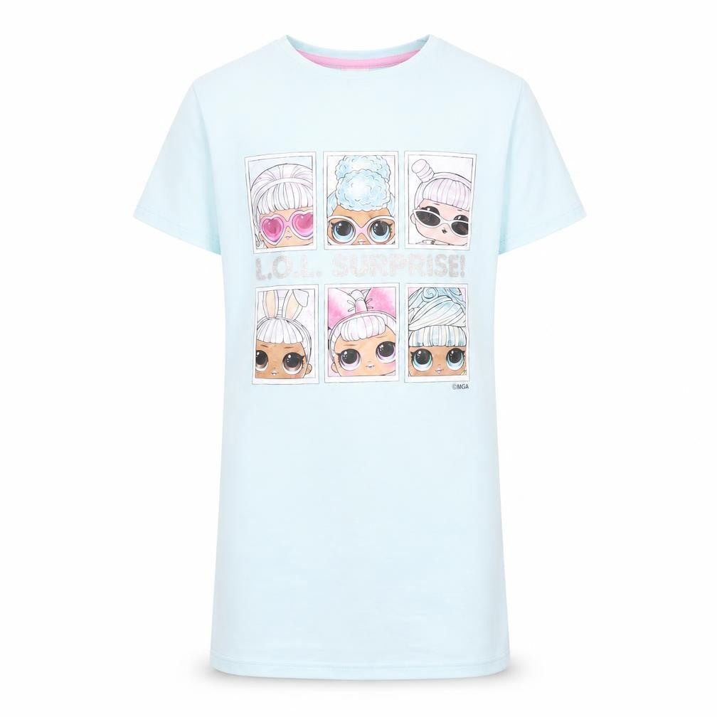 L.O.L. Surprise! Girls Blue Nightshirt 6-7Y Graphic Print Short Sleeve