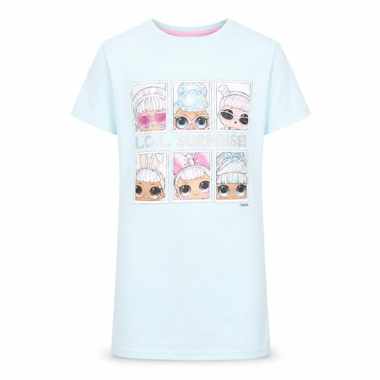 L.O.L. Surprise! Girls Blue Nightshirt 6-7Y Graphic Print Short Sleeve