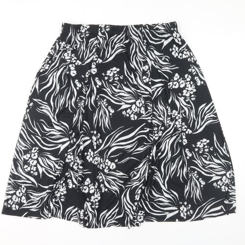 Damart Women's A-Line Floral Skirt, Black, Size 22