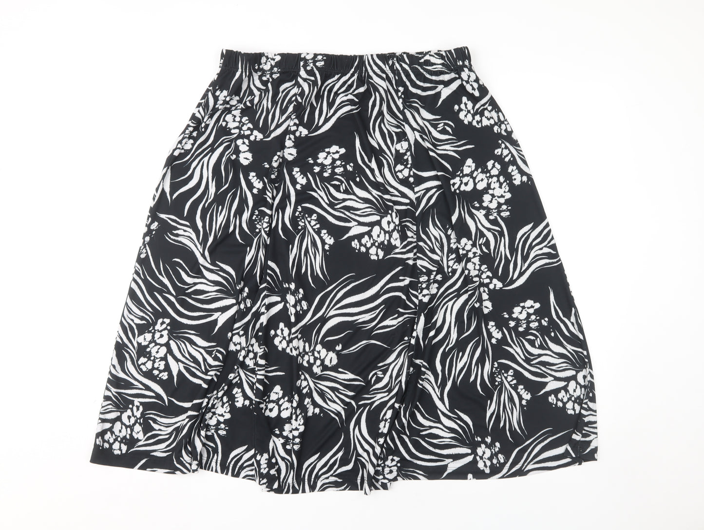 Damart Women's A-Line Floral Skirt, Black, Size 22