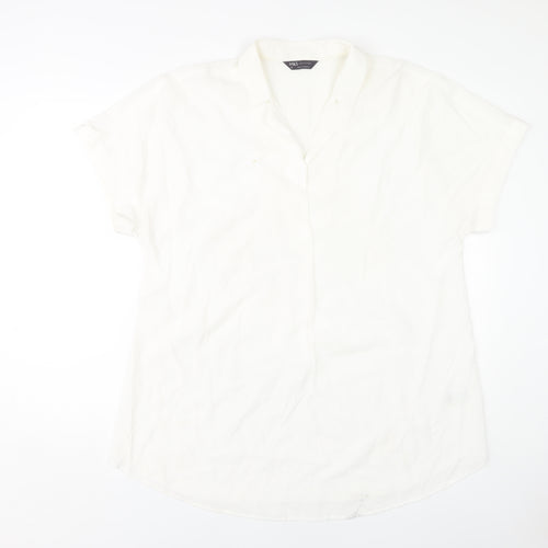 Marks and Spencer Women's Ivory Button-Up Shirt, Size 16