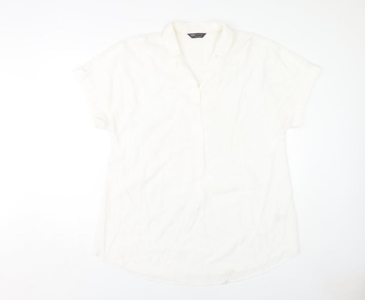 Marks and Spencer Women's Ivory Button-Up Shirt, Size 16