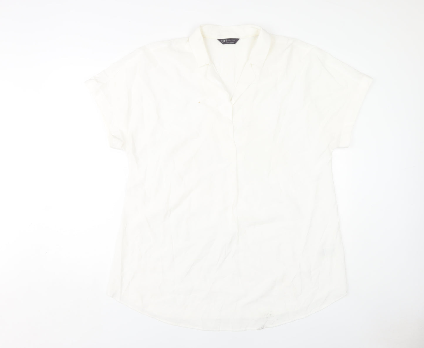Marks and Spencer Women's Ivory Button-Up Shirt, Size 16