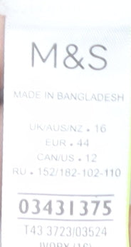 Marks and Spencer Women's Ivory Button-Up Shirt, Size 16