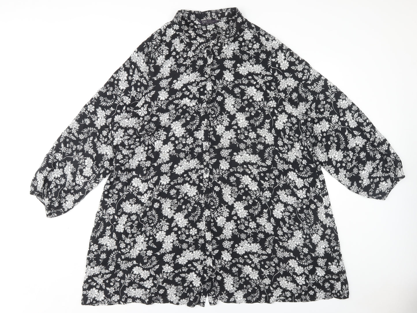 Marks and Spencer Women Black Floral Dress Size 24