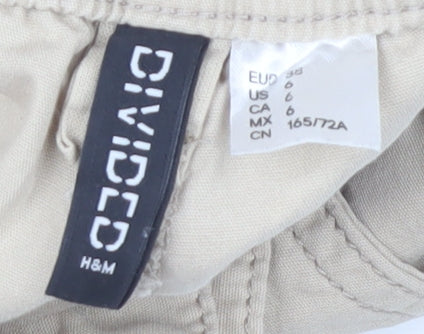H&M Women's Beige Cargo Trousers Size 12 Elastic Waist