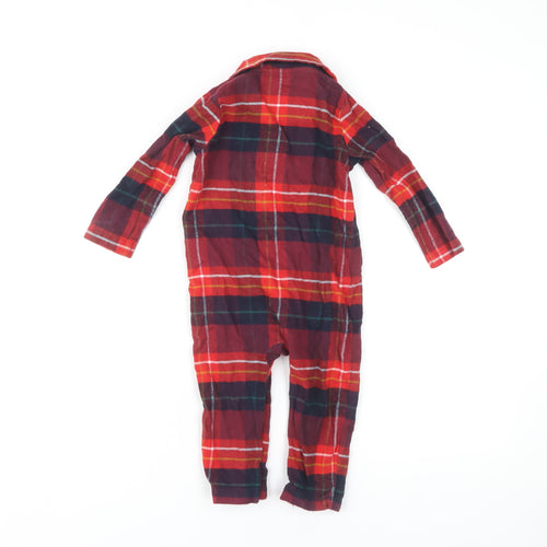 Next Unisex Baby Red Plaid Long Sleeve Babygrow 12-18 Months