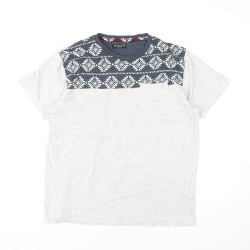 Brave Soul Unisex White T-Shirt M Geometric Casual