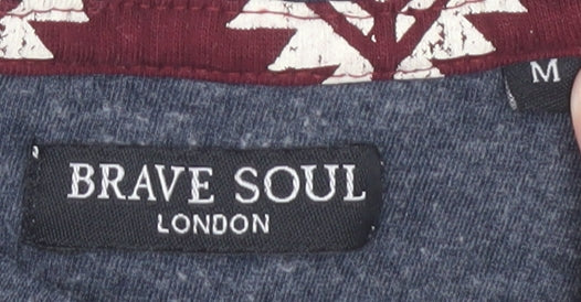Brave Soul Unisex White T-Shirt M Geometric Casual