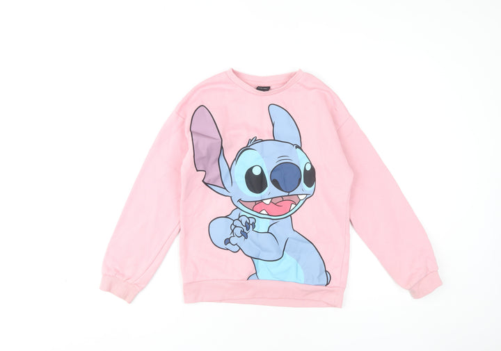 Disney Primark Girls Pink Stitch Sweatshirt 11 Years Pullover