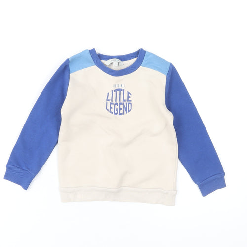 Urban Rascals Boys Beige Blue Sweatshirt 2 Years Pullover
