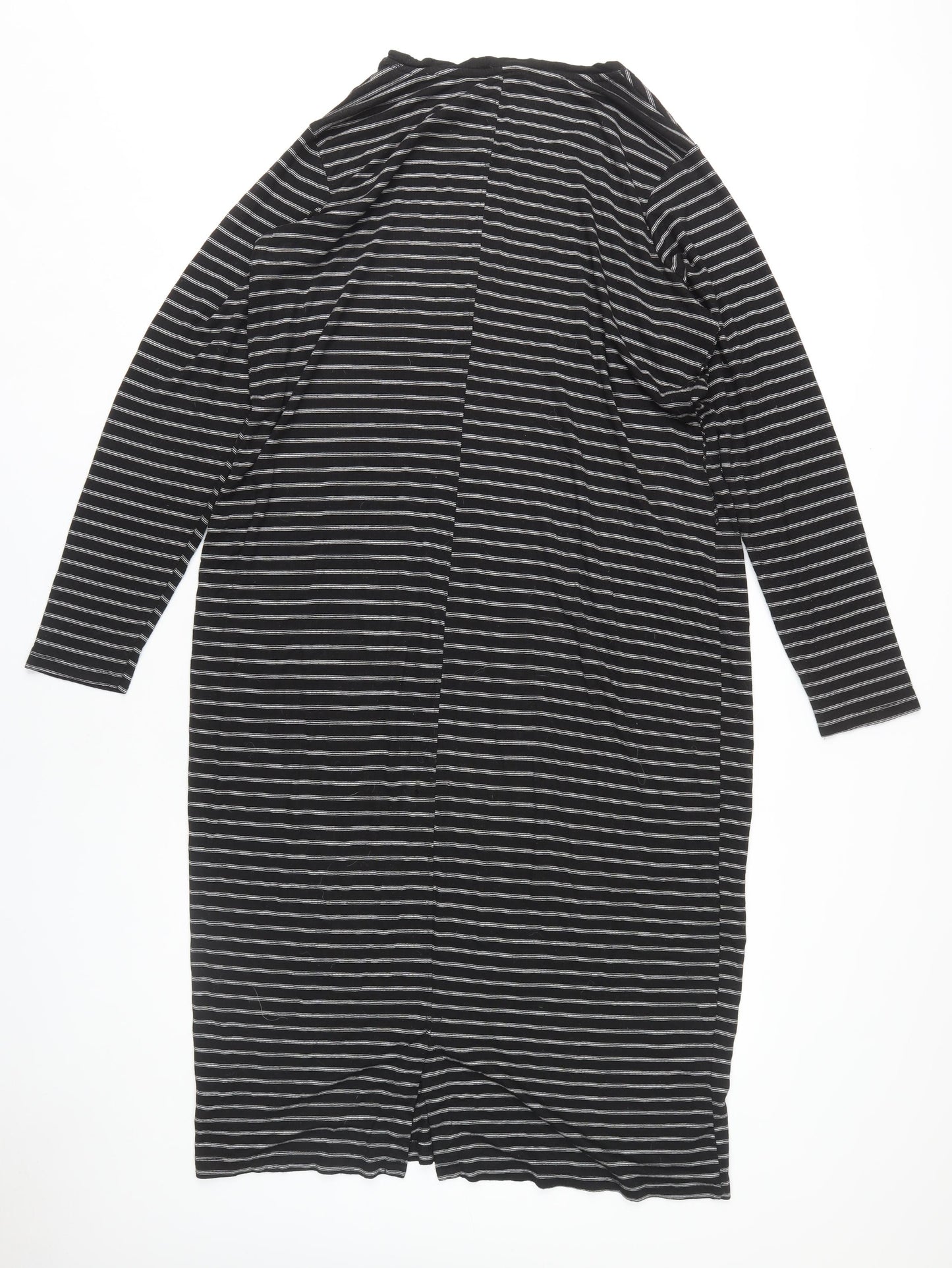 Next Women's Black Striped T-Shirt Dress Size 26