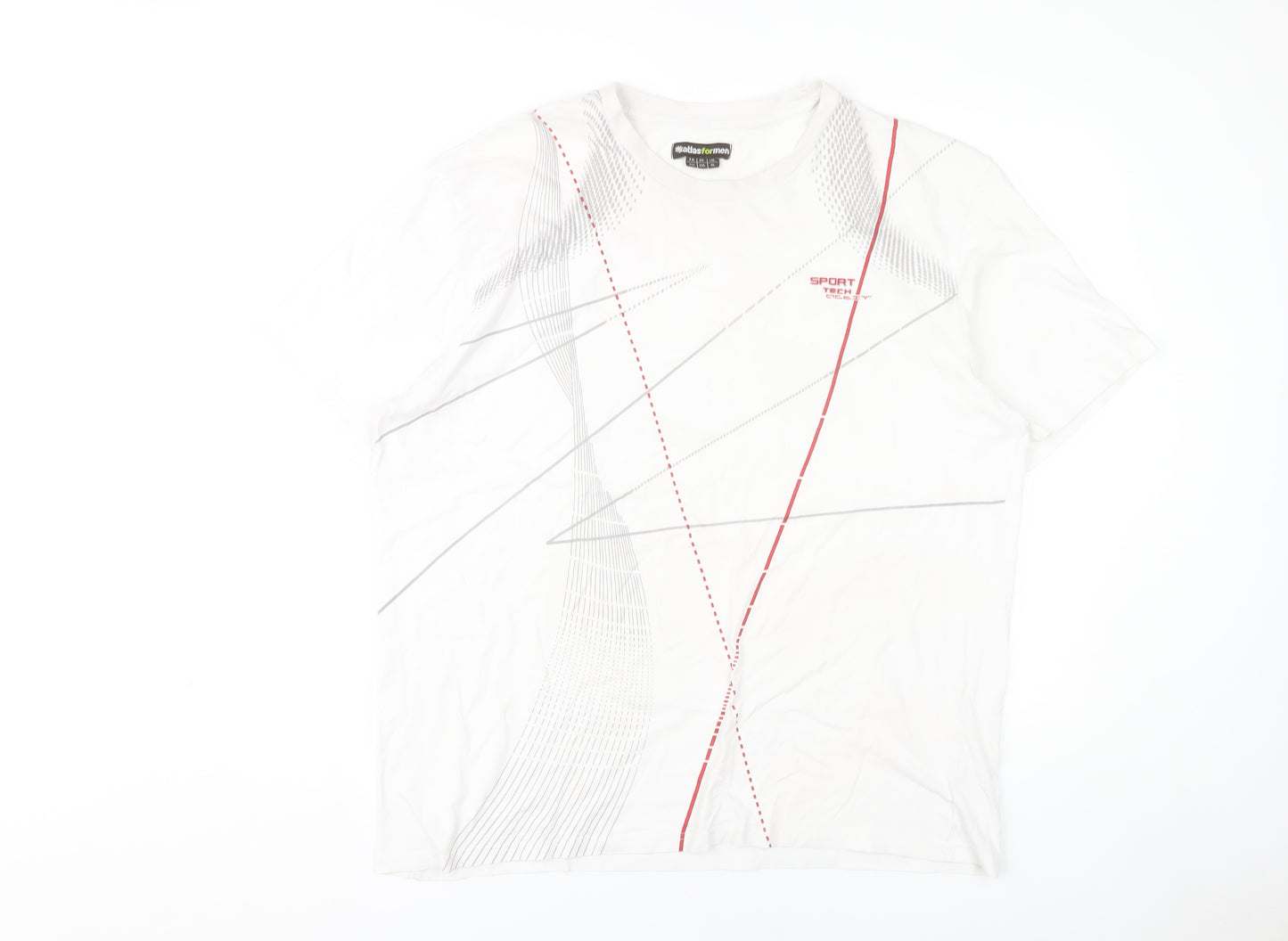 Atlas for Men White Graphic Print XL T-Shirt