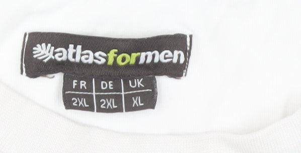 Atlas for Men White Graphic Print XL T-Shirt
