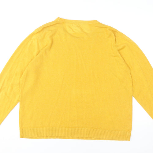 Damart Women's Yellow Crew Neck Pullover Jumper Size 22