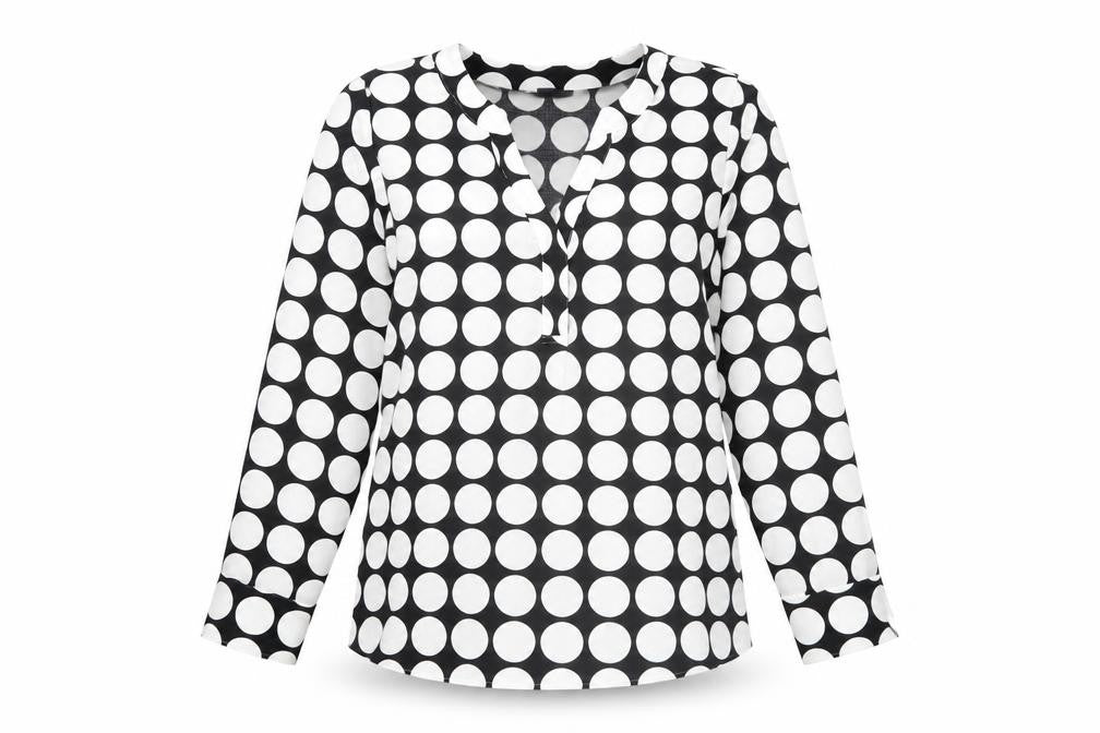 Front view of Marks & Spencer Women’s Black Polka Dot Blouse, size UK 10