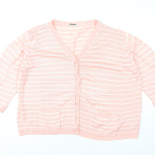 Damart Women's Pink Cardigan, Size 22/24, Striped