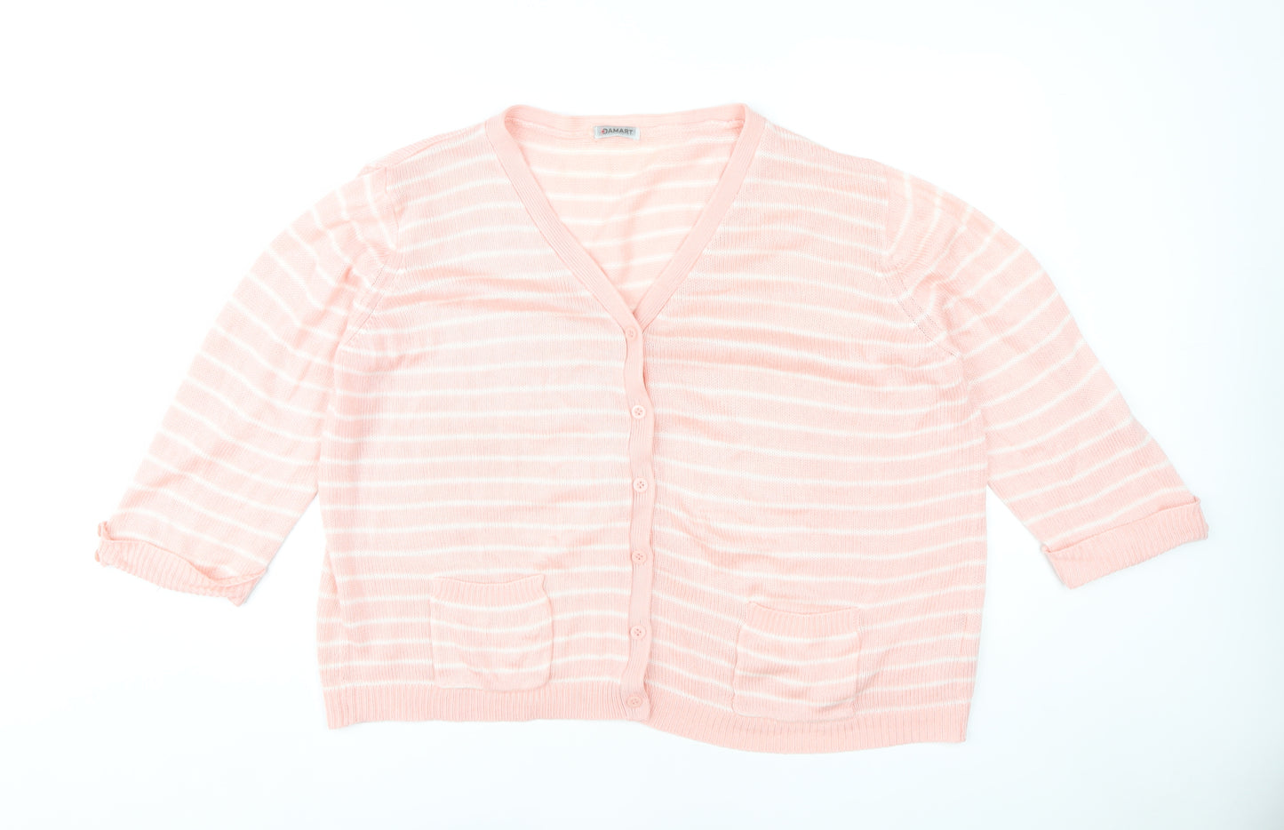 Damart Women's Pink Cardigan, Size 22/24, Striped