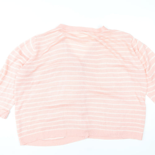 Damart Women's Pink Cardigan, Size 22/24, Striped