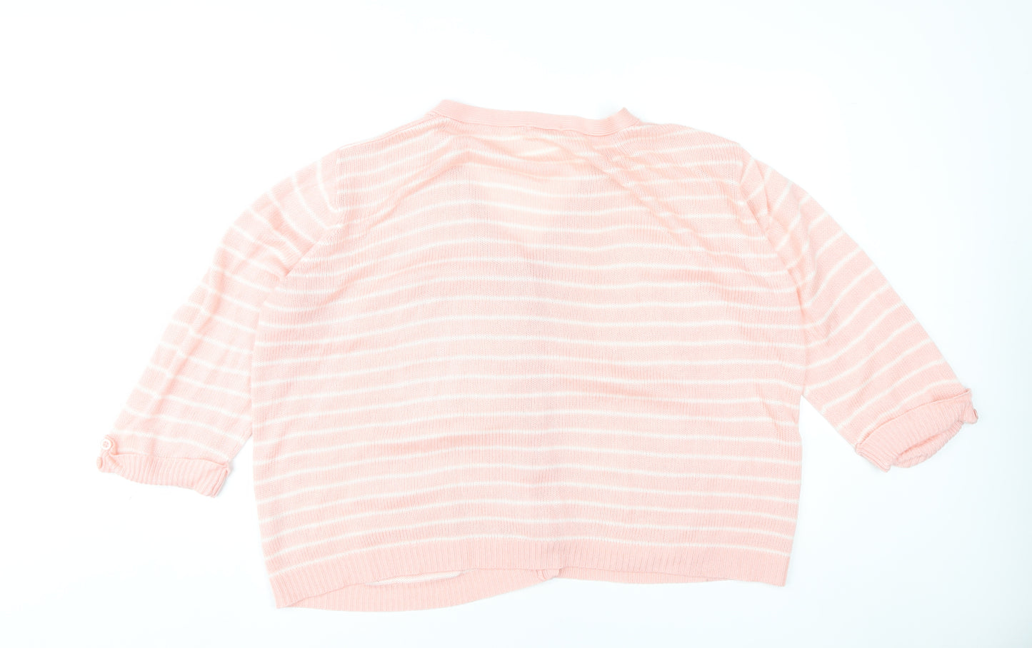Damart Women's Pink Cardigan, Size 22/24, Striped