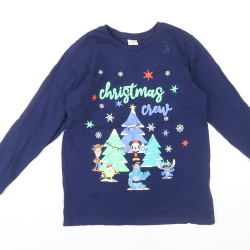 Disney Boys Blue Christmas Crew T-Shirt, Size 13 Years
