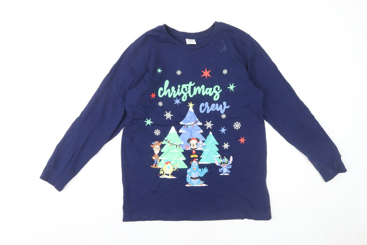 Disney Boys Blue Christmas Crew T-Shirt, Size 13 Years