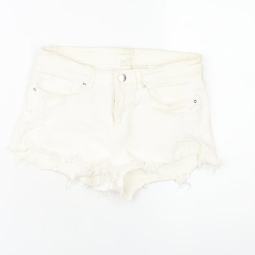 H&M Women's White Cut-Off Denim Shorts Size 6