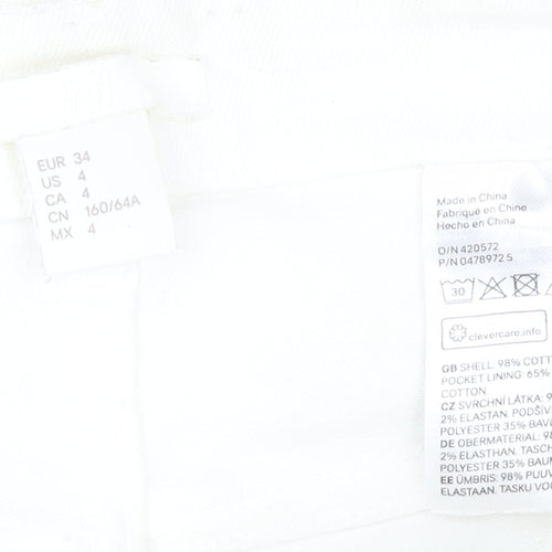 H&M Women's White Cut-Off Denim Shorts Size 6