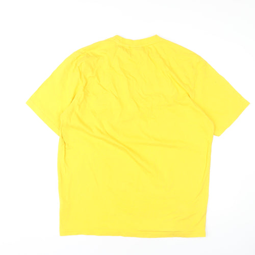 Fila Men's Yellow L T-Shirt with Logo, Crew Neck
