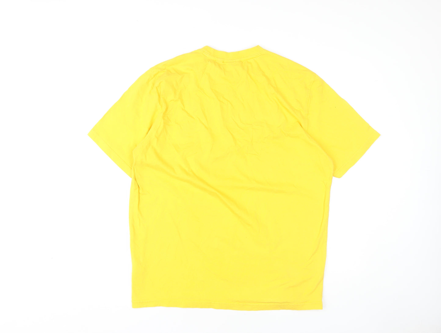 Fila Men's Yellow L T-Shirt with Logo, Crew Neck