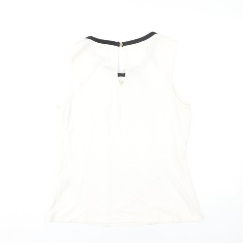 Oasis Women’s White Sleeveless Blouse with Bow Accent
