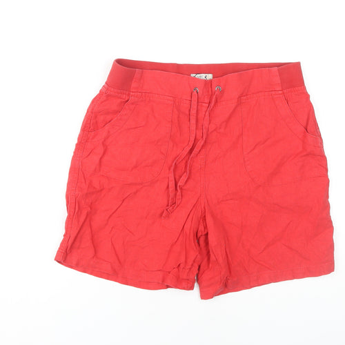 Spirit at M&Co Women's Red Linen Shorts Size 14