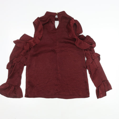 Lipsy Red Ruffle Sleeve Wrap Blouse Size 8