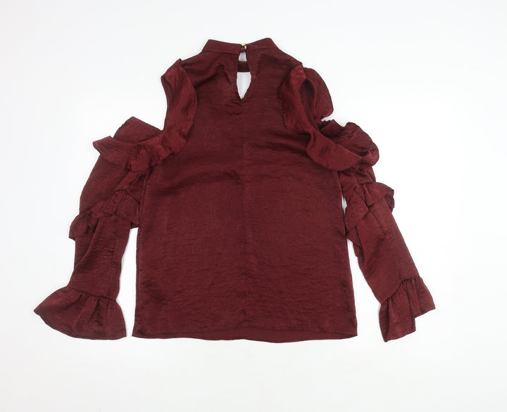 Lipsy Red Ruffle Sleeve Wrap Blouse Size 8
