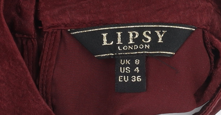 Lipsy Red Ruffle Sleeve Wrap Blouse Size 8