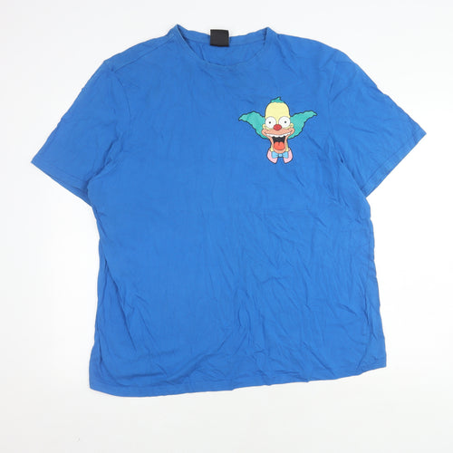 Simpsons 2XL Blue Cartoon T-Shirt Unisex Short Sleeve