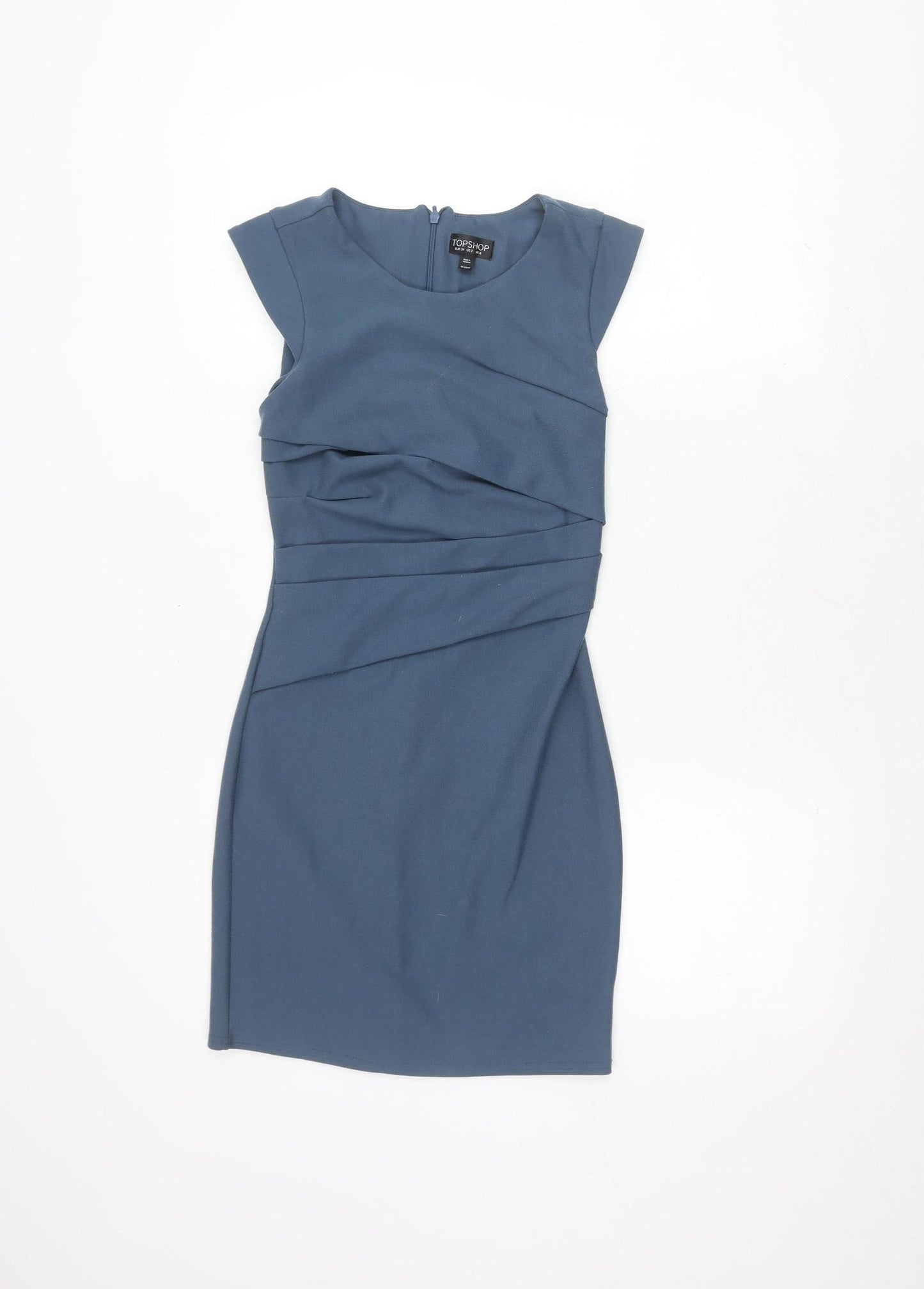 Topshop Women's Blue Sheath Dress, Size 6, Off the Shoulder