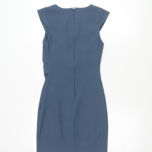 Topshop Women's Blue Sheath Dress, Size 6, Off the Shoulder